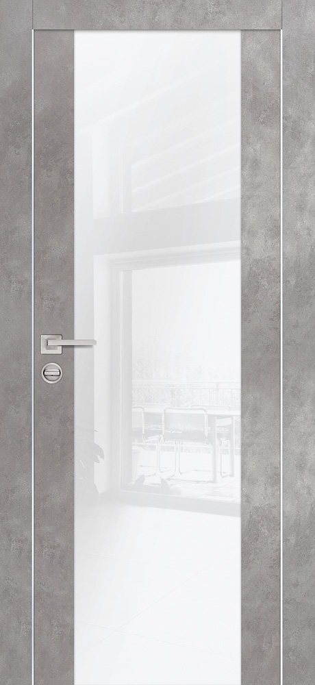 Двери ЭКОШПОН, ПВХ PROFILO PORTE PX-7 AL кромка с 2-х ст. со стеклом Серый бетон