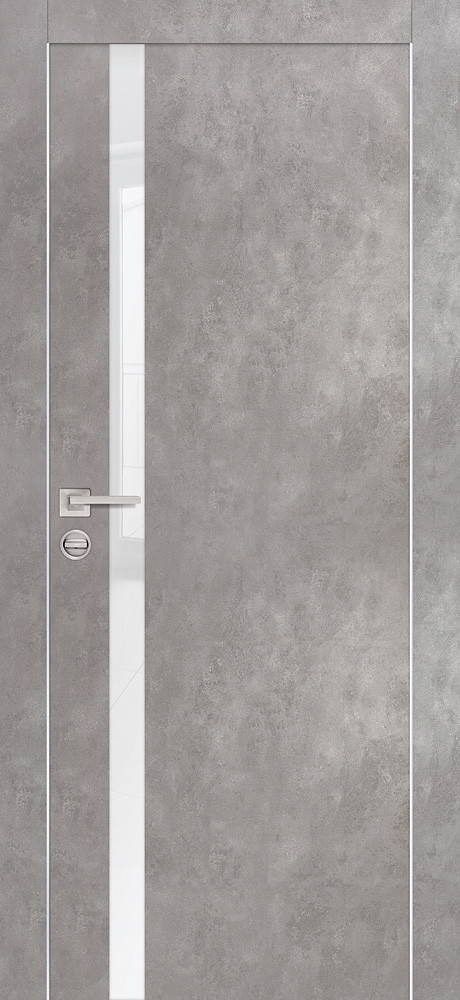 Двери ЭКОШПОН, ПВХ PROFILO PORTE PX-8 AL кромка с 2-х ст. со стеклом Серый бетон