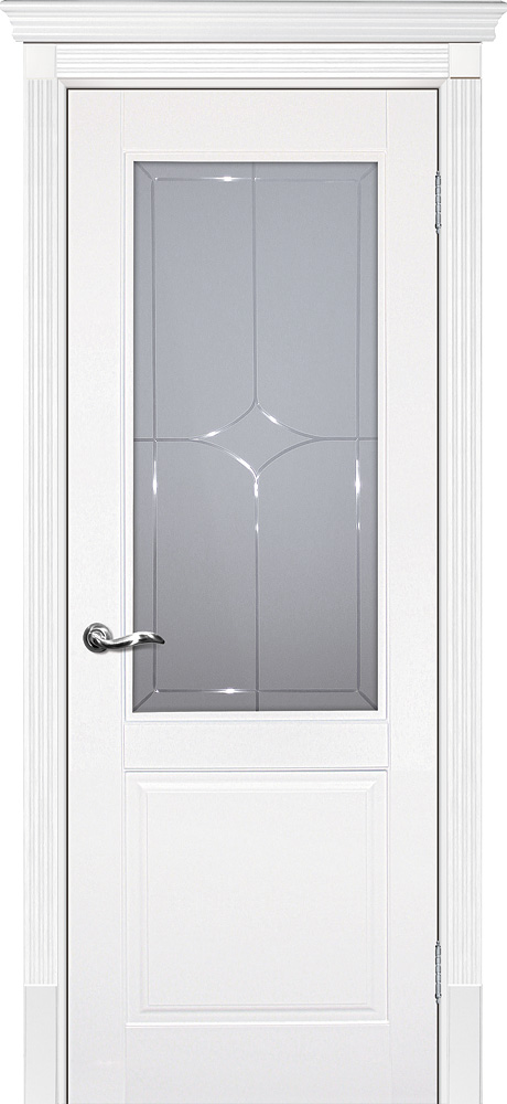 Двери крашеные (Эмаль) ТЕКОНА Смальта 15 со стеклом Белый ral 9003