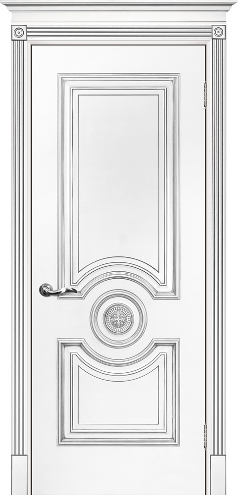 Двери крашеные (Эмаль) ТЕКОНА Смальта 18 глухое Белый ral 9003 патина серебро размер 200 х 60 см. артикул F0000073971