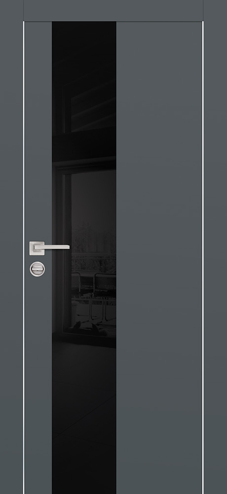 Двери ЭКОШПОН, ПВХ PROFILO PORTE PX-6 AL кромка с 2-х ст. со стеклом Графит размер 200 х 60 см. артикул F0000077708