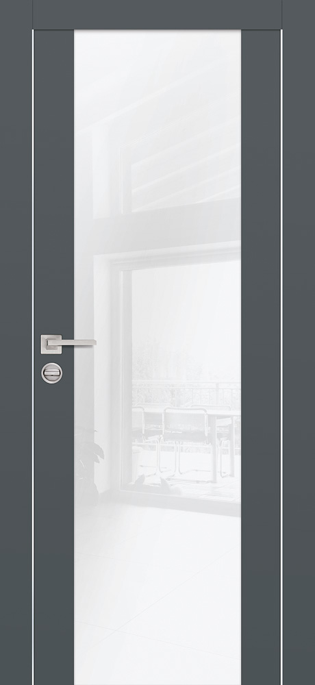 Двери ЭКОШПОН, ПВХ PROFILO PORTE PX-7 AL кромка с 2-х ст. со стеклом Графит размер 200 х 60 см. артикул F0000077801