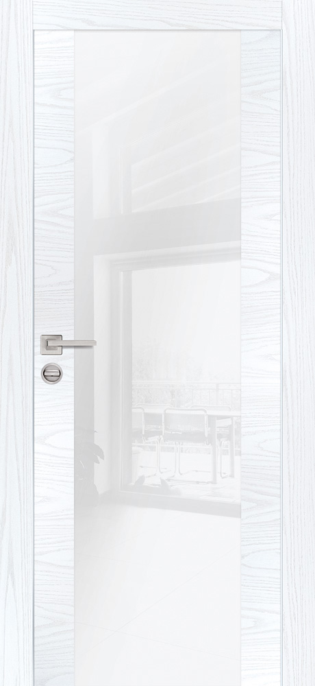 Двери ЭКОШПОН, ПВХ PROFILO PORTE PX-7 AL кромка с 2-х ст. со стеклом Дуб скай белый
