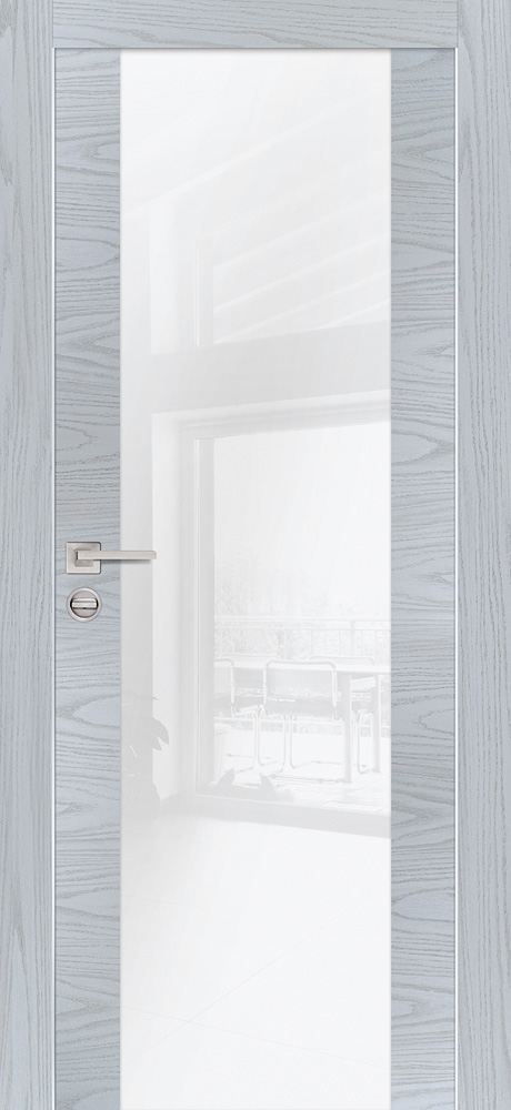 Двери ЭКОШПОН, ПВХ PROFILO PORTE PX-7 AL кромка с 2-х ст. со стеклом Дуб скай серый