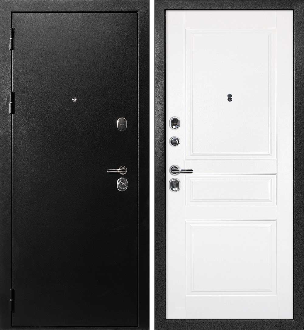 Дверь С-1 / Смальта-01 Титан черный / Белый ral 9003