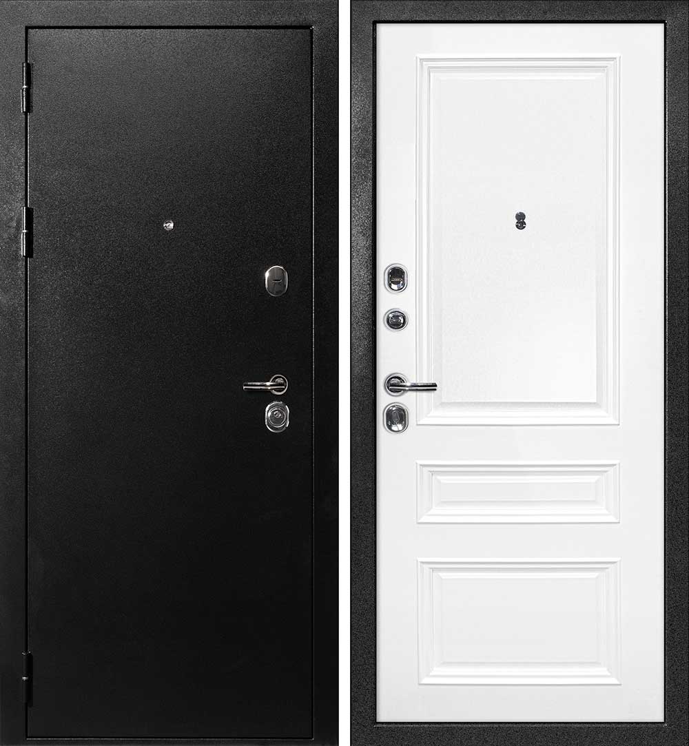 Дверь С-1 / Смальта-06 Титан черный / Белый ral 9003