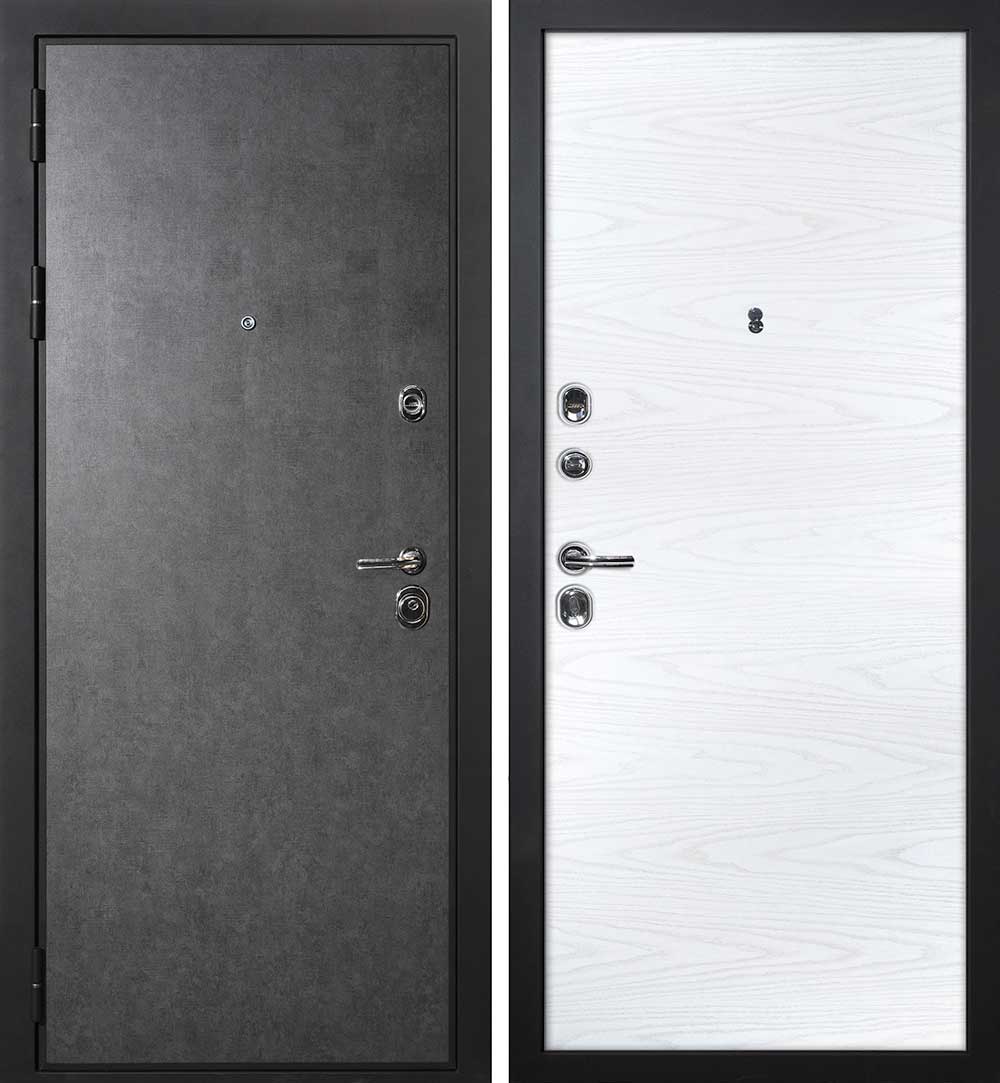 Дверь П-2/1 / Гладкая Штукатурка графит / Дуб скай белый