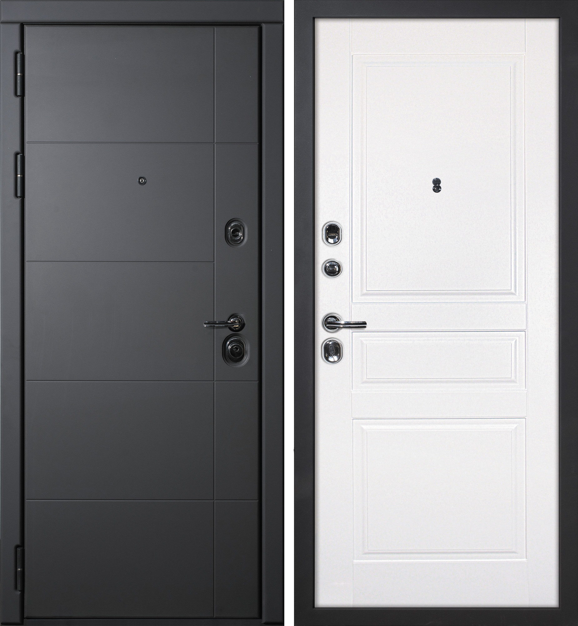 Дверь Э-1 / Смальта-01 Серый софт / Белый ral 9003