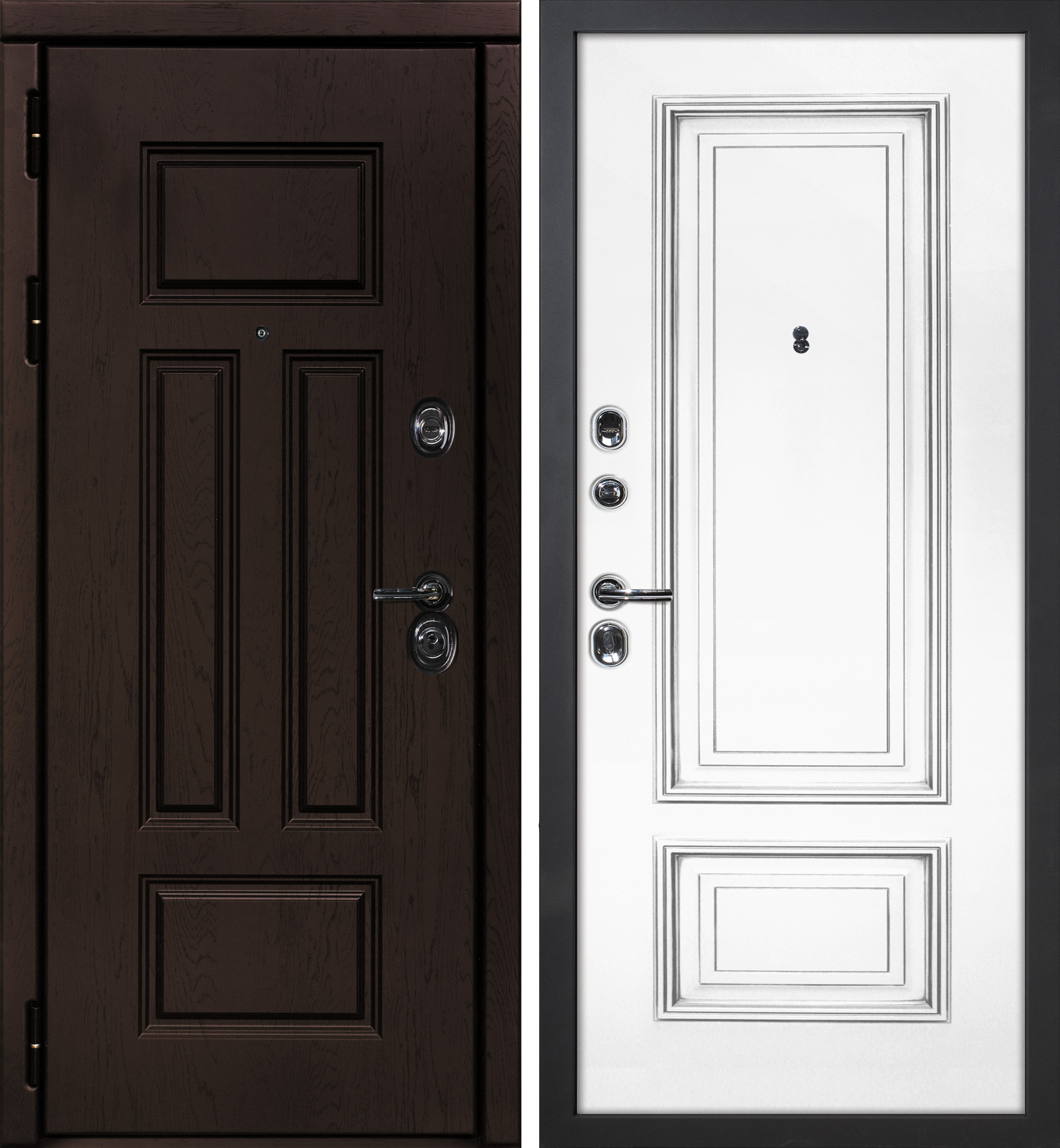 Дверь Э-2 /Смальта-18 Дуб крафт / Белый ral 9003  патина серебро