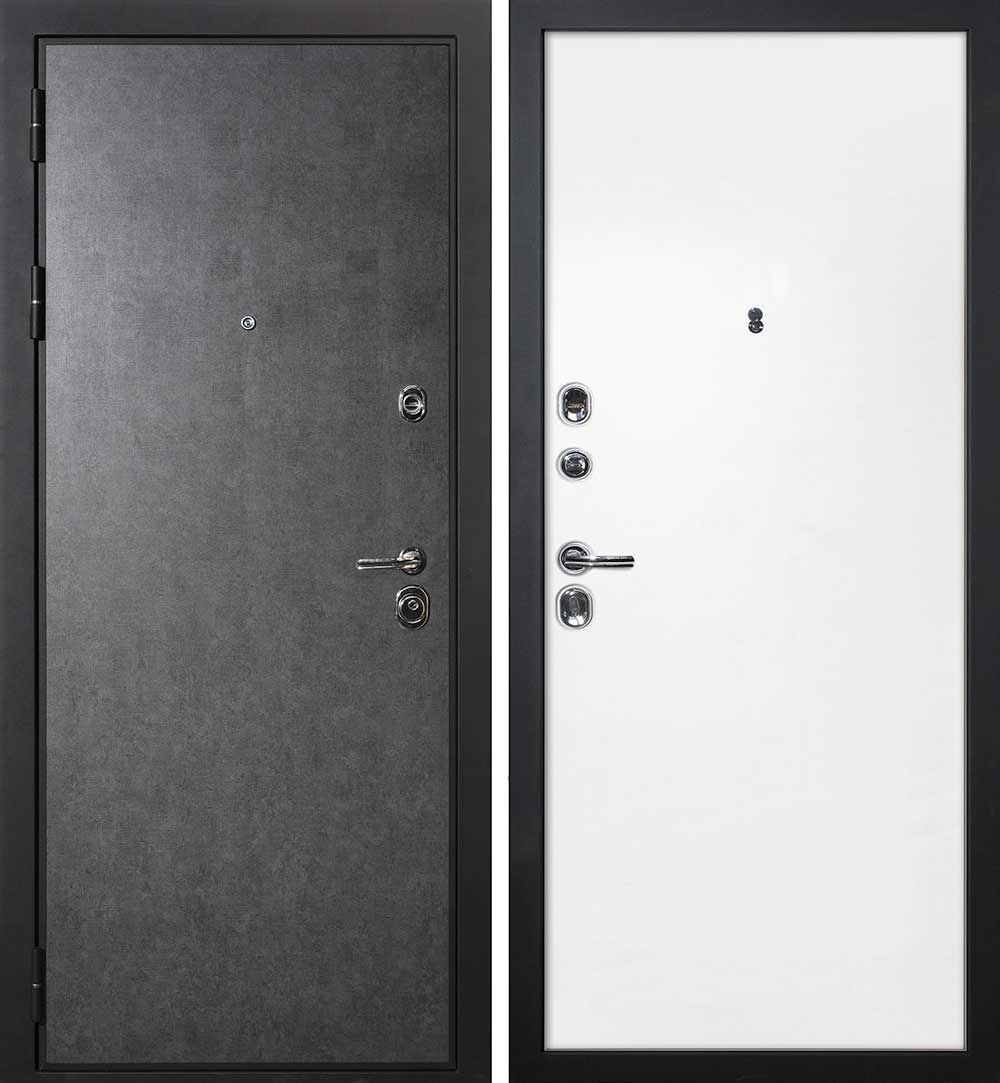 Дверь П-2/1 / Гладкая Штукатурка графит / Белый