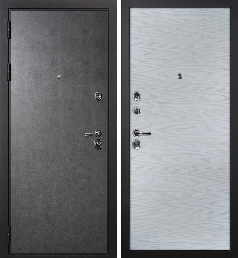 Дверь П-2/1 / Гладкая Штукатурка графит / Дуб скай серый