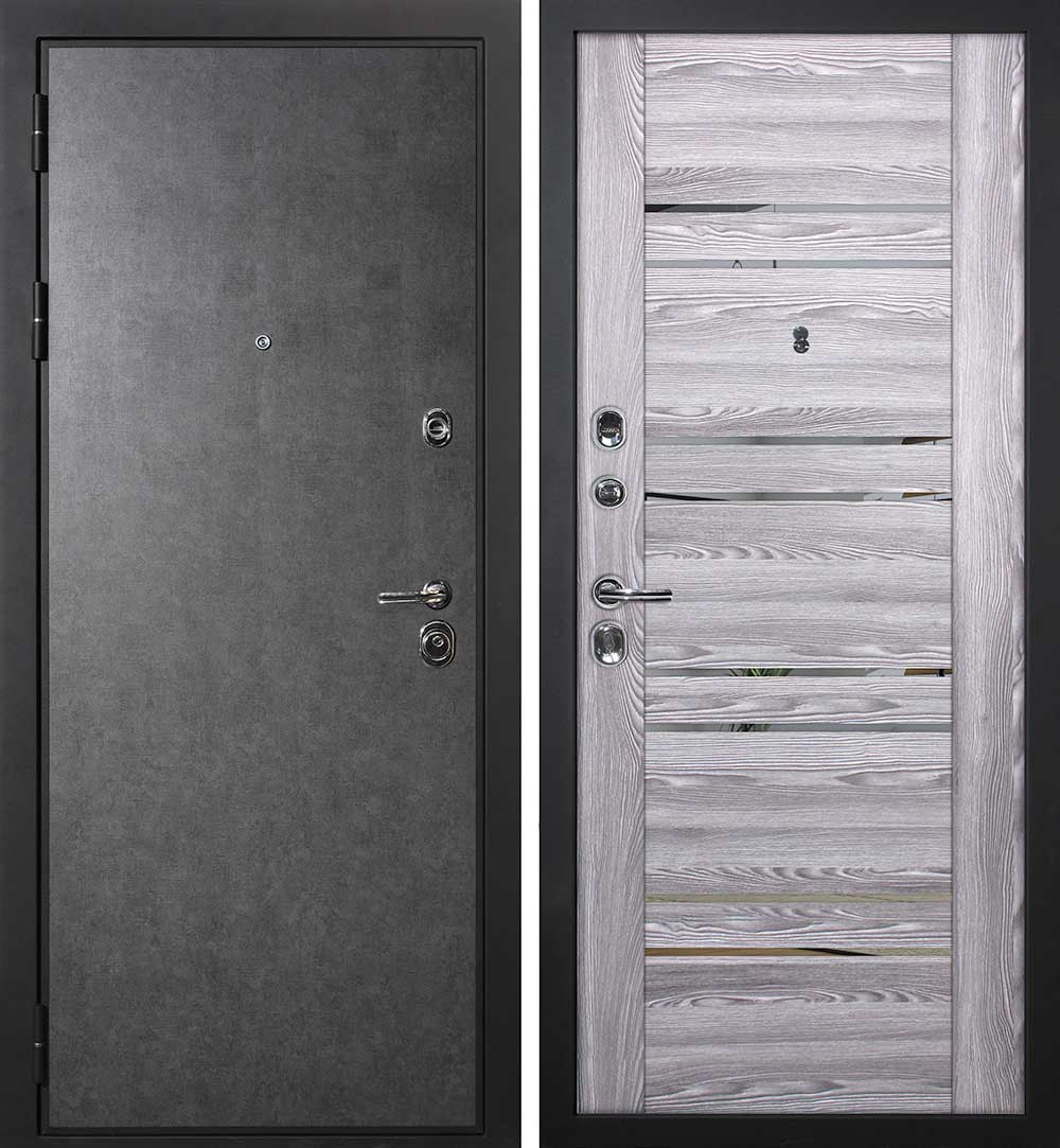 Дверь П-2/1 / PSK-1 Штукатурка графит / Ривьера грей
