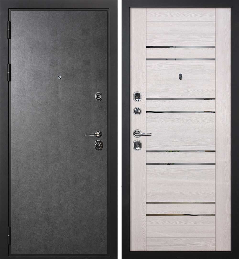 Дверь П-2/1 / PSK-1 Штукатурка графит / Ривьера крем