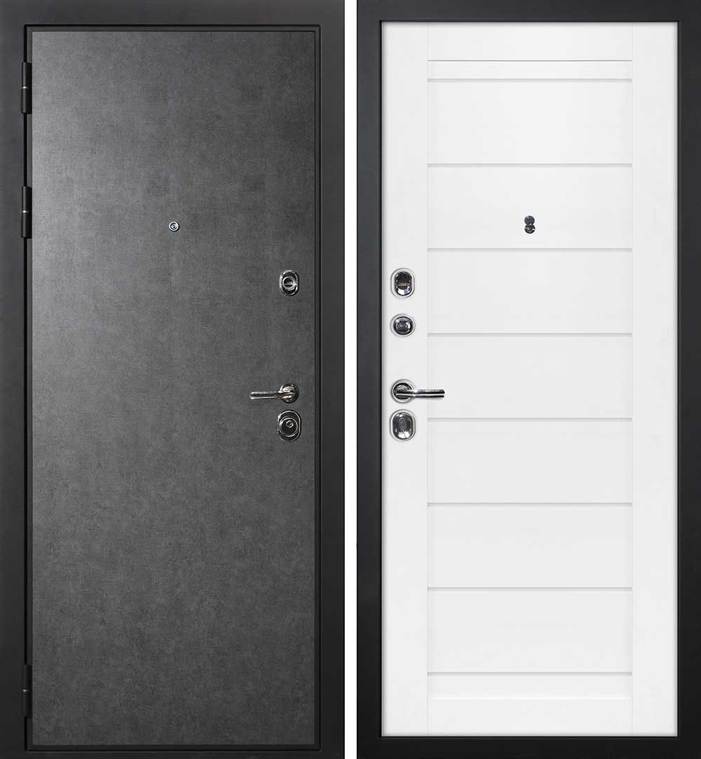 Дверь П-2/1 / ТЕХНО-708 Штукатурка графит / Белый