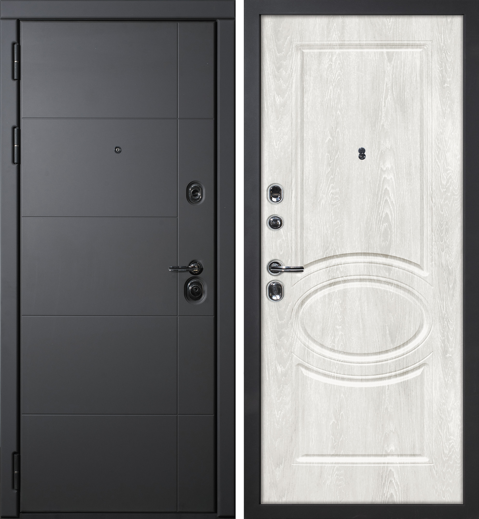 Дверь Э-1 / Сиена -1 Серый софт / Дуб жемчужный