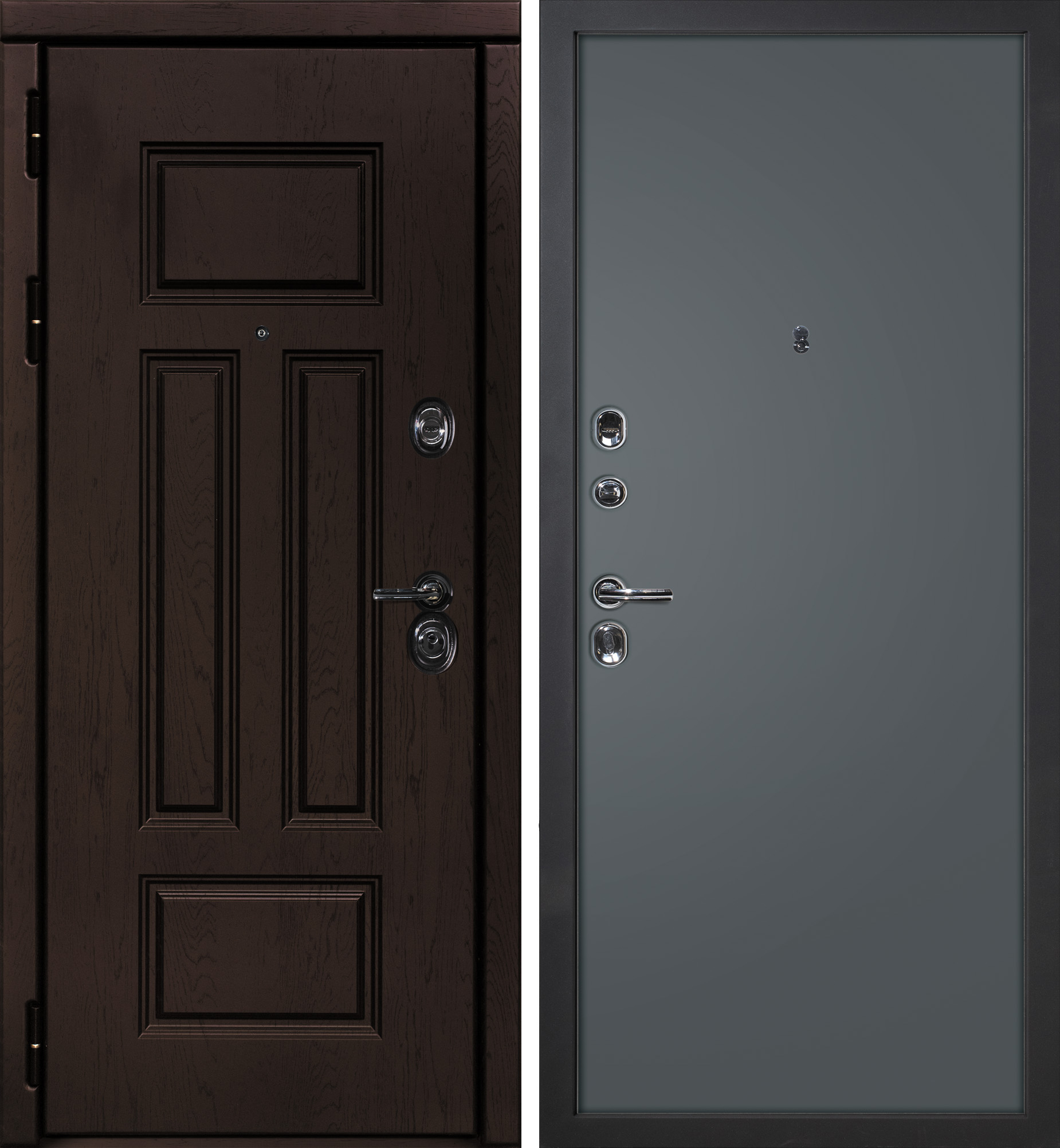 Дверь Э-2 / Гладкая Дуб крафт / Графит