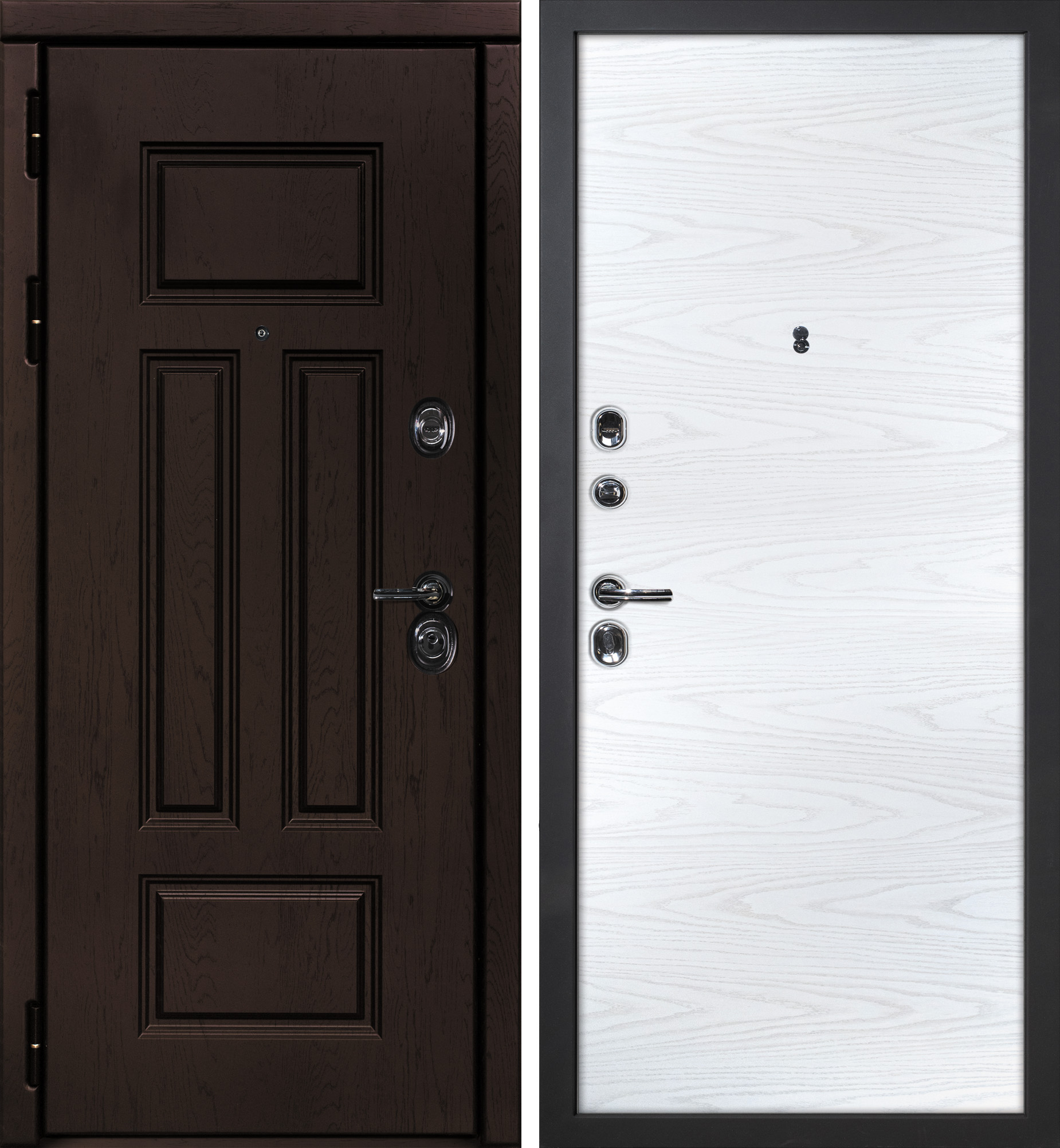 Дверь Э-2 / Гладкая Дуб крафт / Дуб скай белый