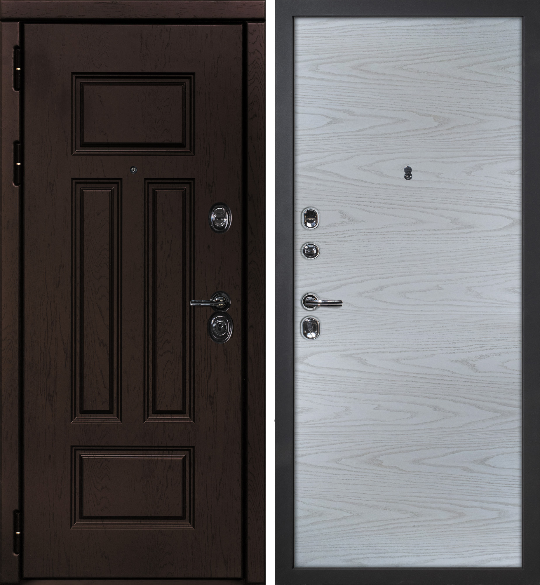 Дверь Э-2 / Гладкая Дуб крафт / Дуб скай серый