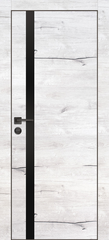 Двери ЭКОШПОН, ПВХ PROFILO PORTE PX-8 черная кромка с 4-х ст. со стеклом Дуб арктик
