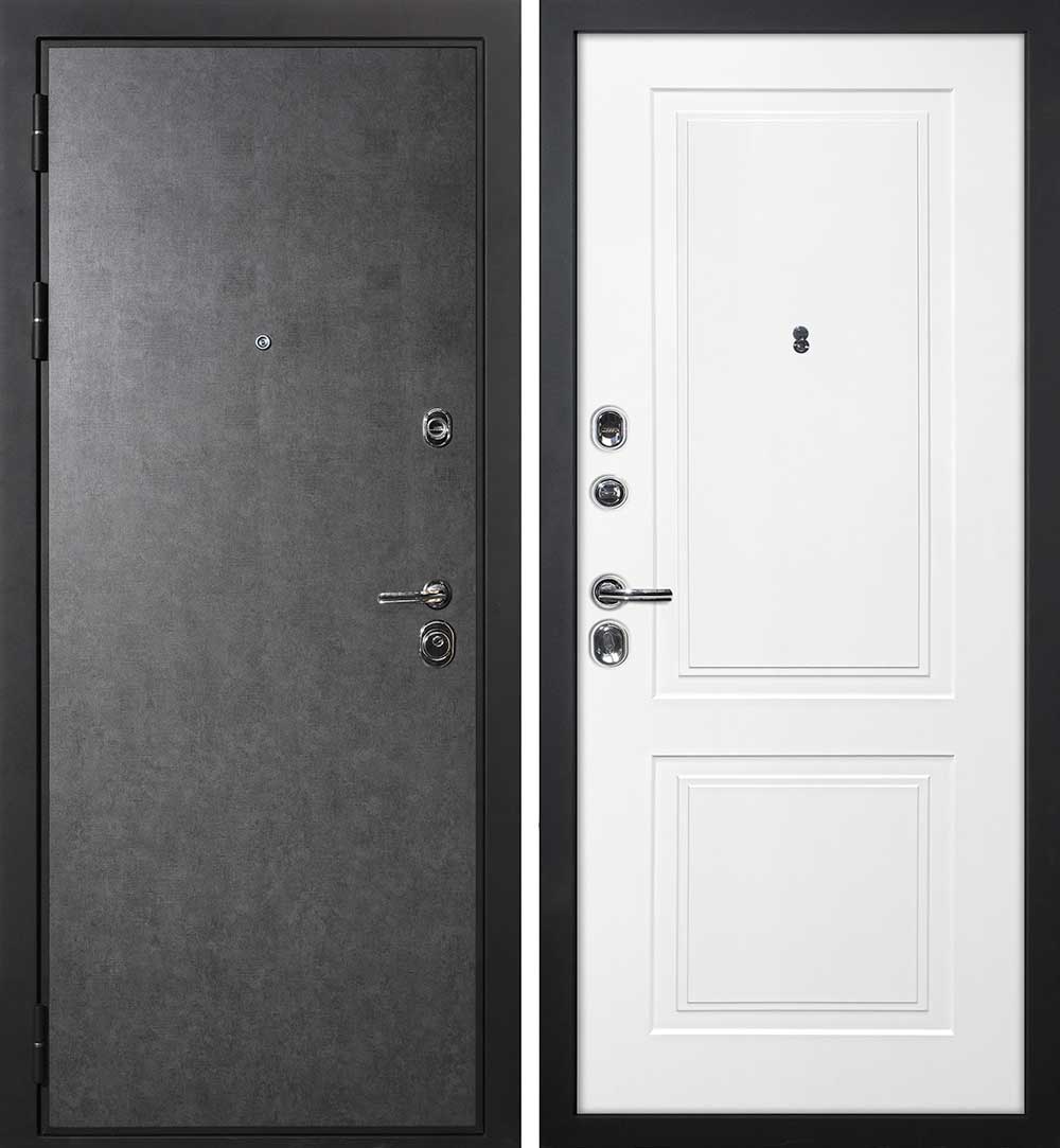 Дверь ДМ П-2/1 / Смальта-Лайн 04 Штукатурка графит / Белый ral 9003