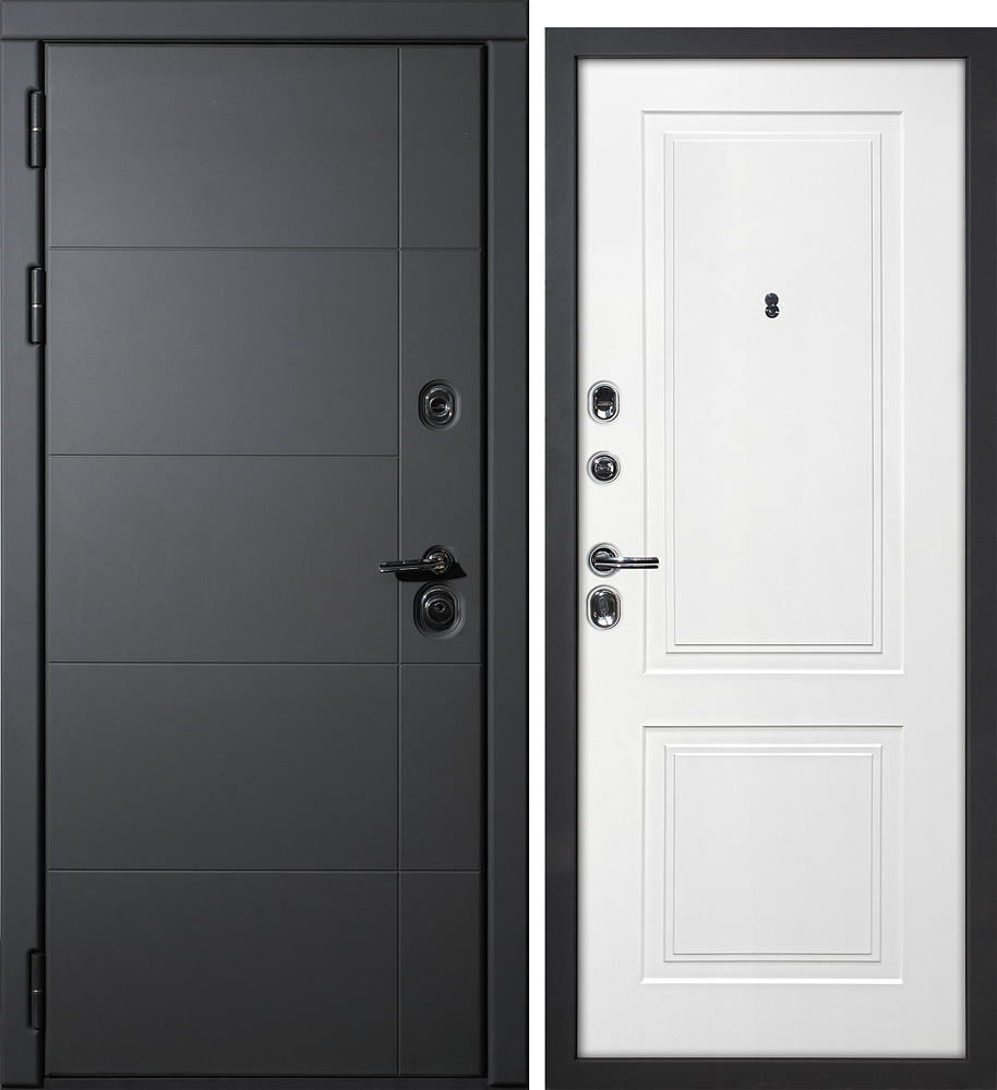 Дверь Э-1 / Смальта-Лайн 04 Серый софт / Белый ral 9003