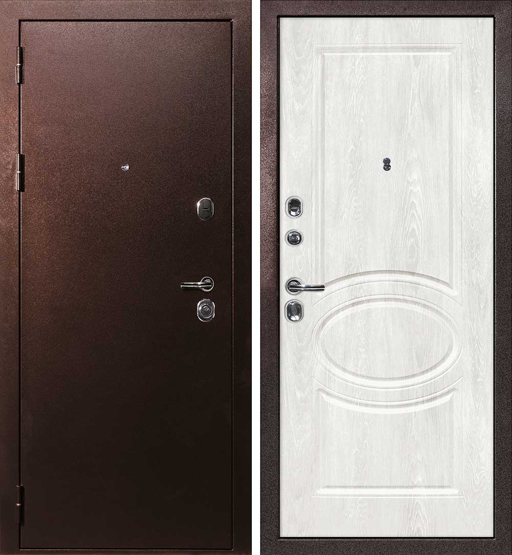 Дверь С-3/Сиена-1 Антик медный / Дуб жемчужный