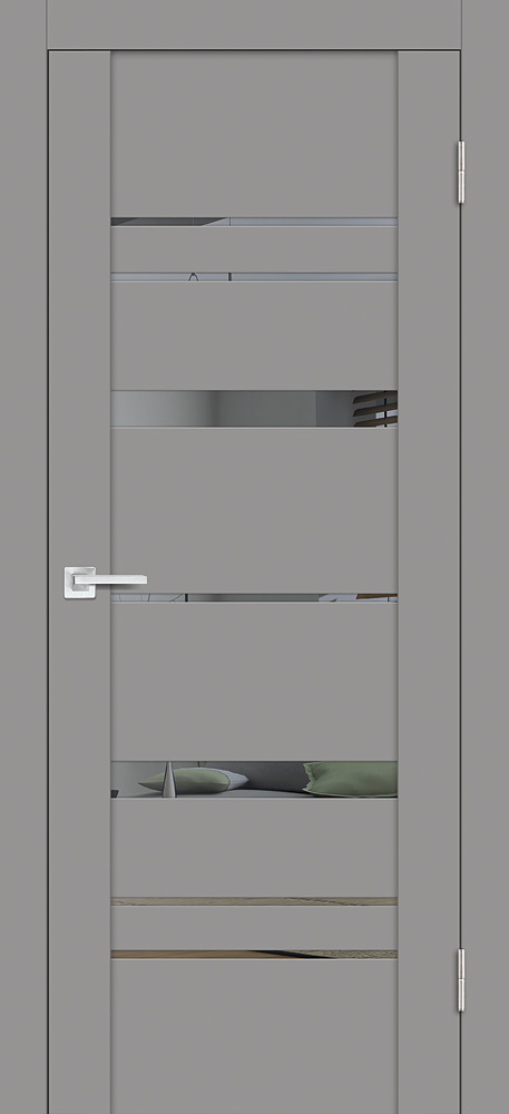 Двери ЭКОШПОН, ПВХ PROFILO PORTE PST-2 со стеклом серый бархат размер 190 х 55 см. артикул F0000090209