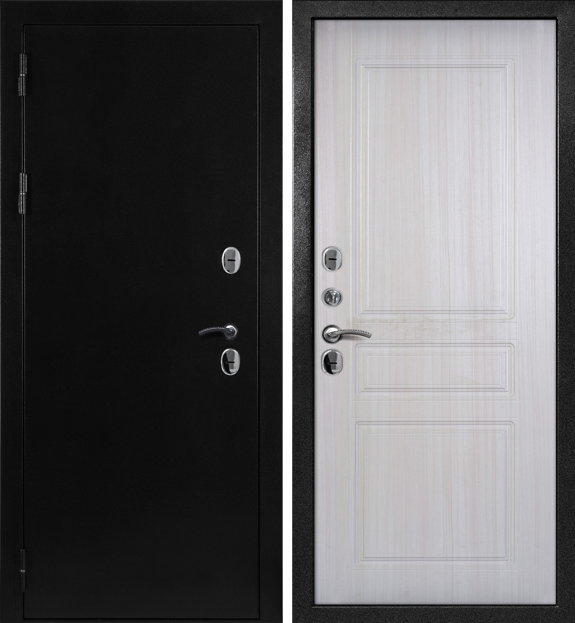 Дверь Термо-1/ ФЛ-49 Черное серебро / Сандал белый