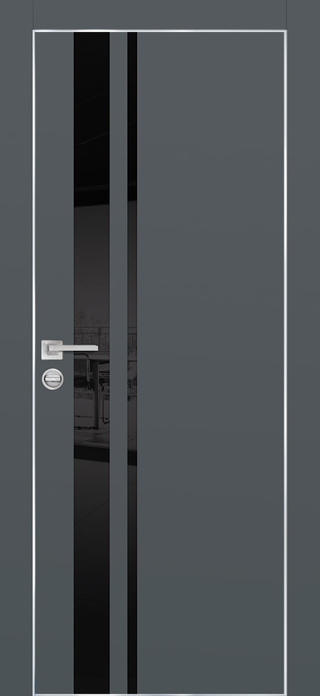 Двери ЭКОШПОН, ПВХ PROFILO PORTE PX-16 AL кромка с 4-х ст. со стеклом Графит размер 200 х 60 см. артикул F0000093226