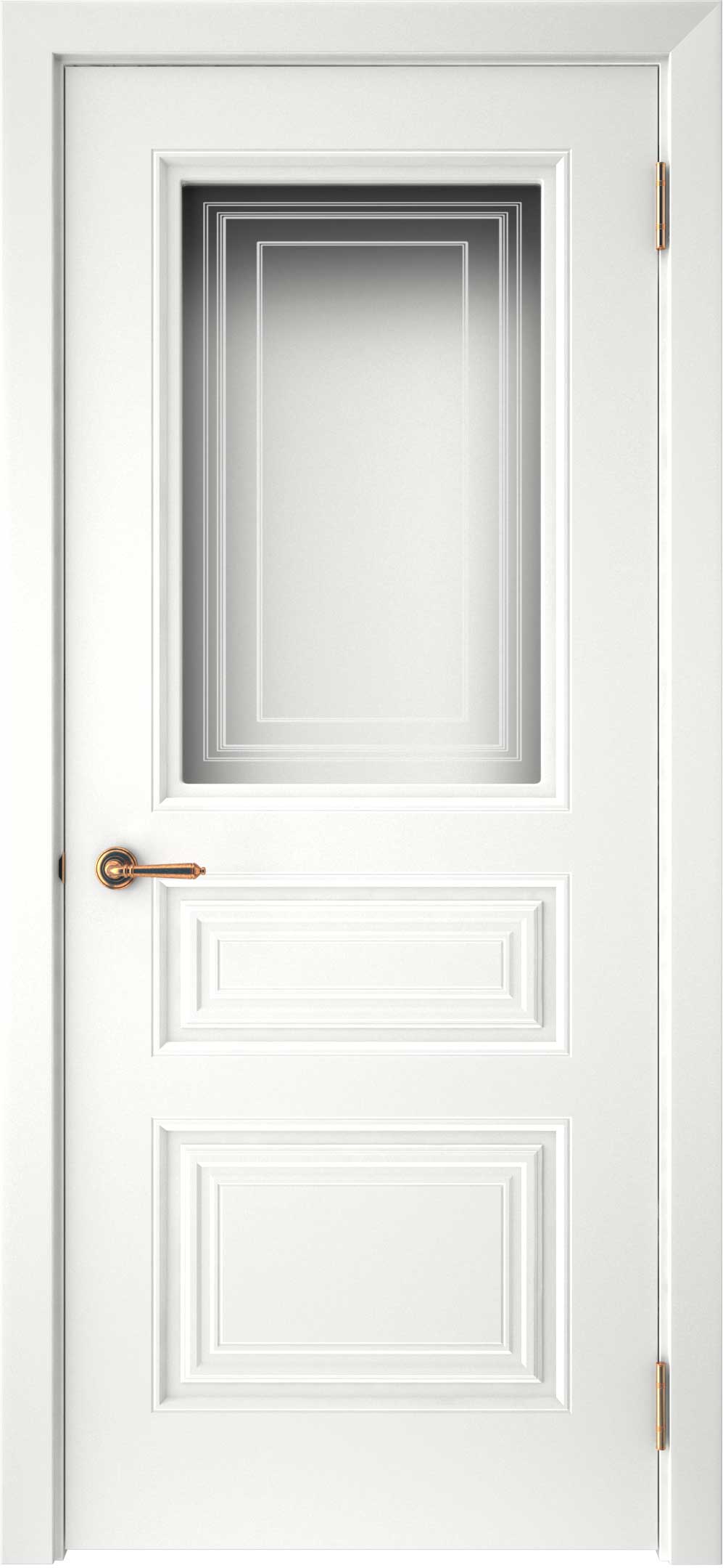 Двери крашеные (Эмаль) ТЕКОНА Смальта-44 со стеклом Белый ral размер 200 х 60 см. артикул F0000093303