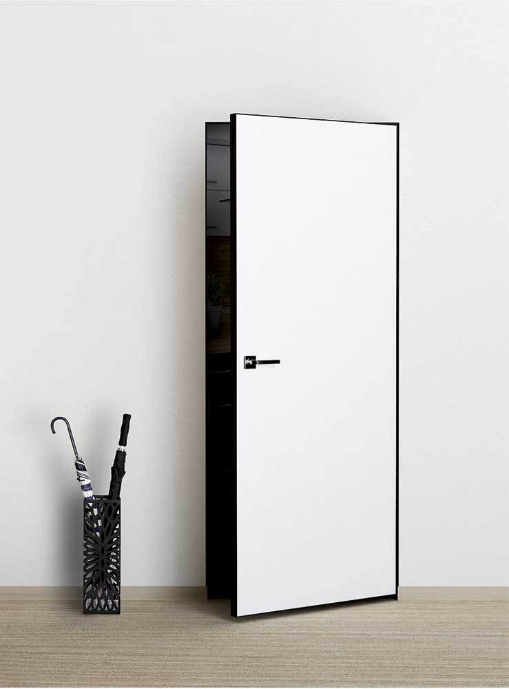 Двери под покраску INVISIBLE PROFILO PORTE PХ-0 Invisible кромка AL черная с 4-х сторон глухое белый грунт размер 200 х 60 см. артикул F0000093547