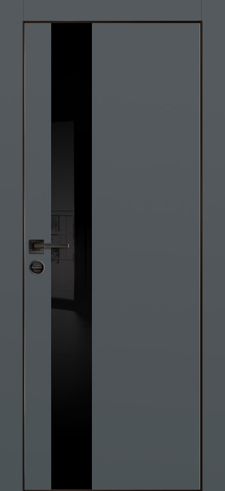 Двери ЭКОШПОН, ПВХ PROFILO PORTE PX-10 черная кромка с 4-х ст. со стеклом Графит размер 200 х 60 см. артикул F0000093639