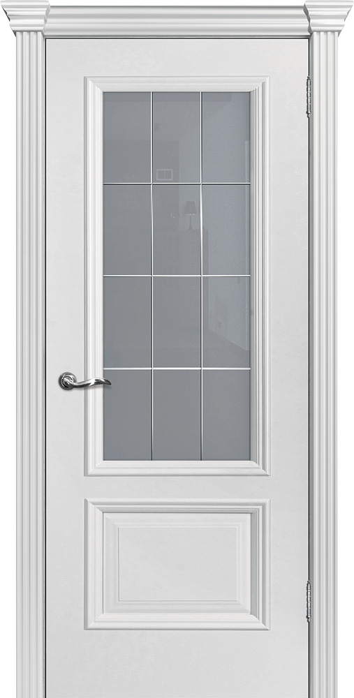 Двери крашеные (Эмаль) ТЕКОНА Смальта-Шарм 02 со стеклом Молочный ral 9010 размер 200 х 70 см. артикул F0000093752