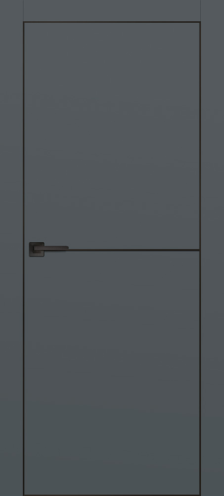 Двери ЭКОШПОН, ПВХ PROFILO PORTE PX-19 черная кромка с 4-х ст. глухое с молдингом Графит размер 190 х 55 см. артикул F0000093993