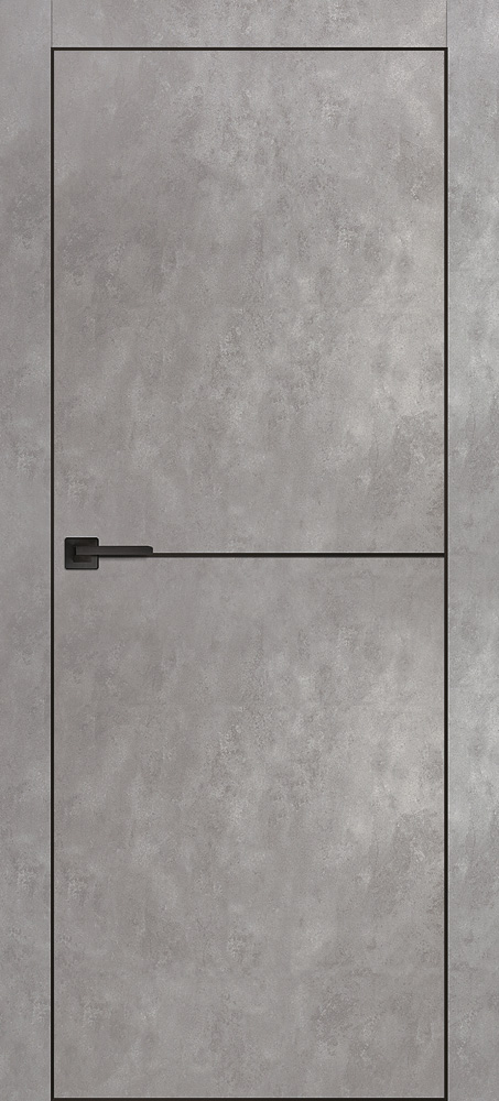 Двери ЭКОШПОН, ПВХ PROFILO PORTE PX-19 черная кромка с 4-х ст. глухое с молдингом Серый бетон размер 190 х 55 см. артикул F0000094041