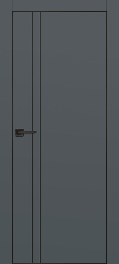 Двери ЭКОШПОН, ПВХ PROFILO PORTE PX-20 черная кромка с 4-х ст. глухое с молдингом Графит размер 190 х 55 см. артикул F0000094113