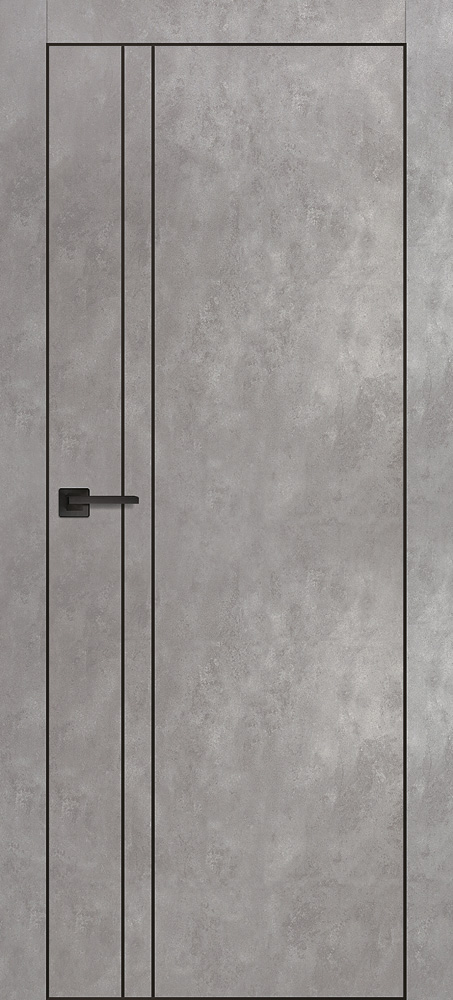 Двери ЭКОШПОН, ПВХ PROFILO PORTE PX-20 черная кромка с 4-х ст. глухое с молдингом Серый бетон размер 190 х 60 см. артикул F0000094165