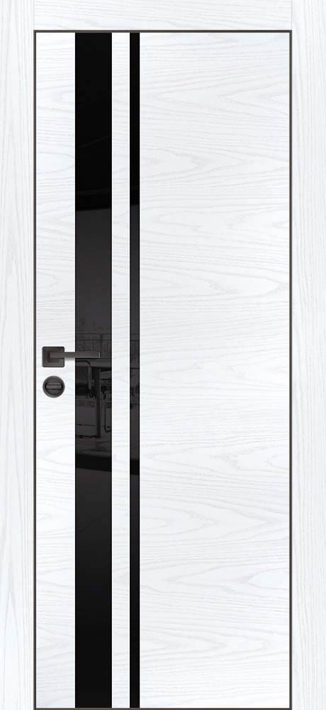 Двери ЭКОШПОН, ПВХ PROFILO PORTE PX-16 черная кромка с 4-х ст. со стеклом Дуб скай белый размер 200 х 60 см. артикул F0000094626