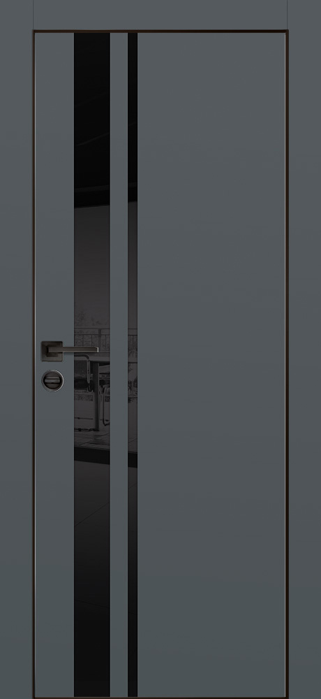 Двери ЭКОШПОН, ПВХ PROFILO PORTE PX-16 черная кромка с 4-х ст. со стеклом Графит размер 200 х 60 см. артикул F0000094855