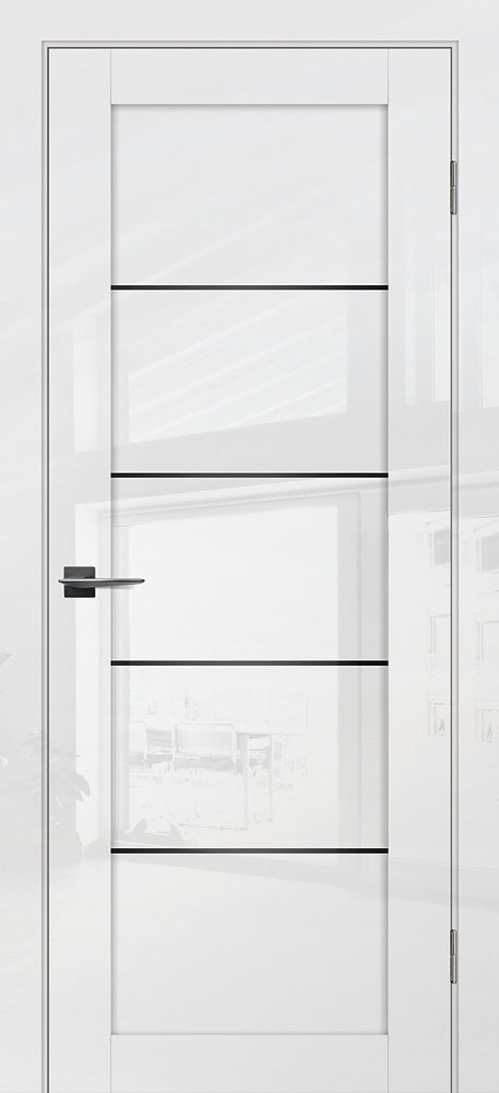 Двери ЭКОШПОН, ПВХ PROFILO PORTE G-15 со стеклом Белый глянец