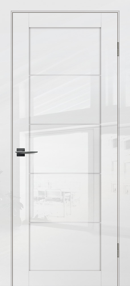 Двери ЭКОШПОН, ПВХ PROFILO PORTE G-15 со стеклом Белый глянец