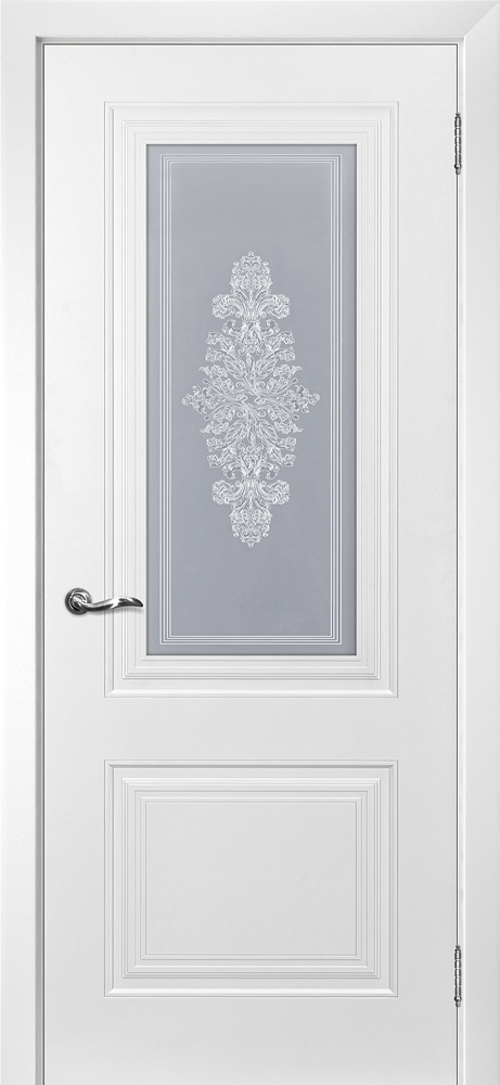 Двери крашеные (Эмаль) ТЕКОНА Смальта 101 со стеклом Сапфир