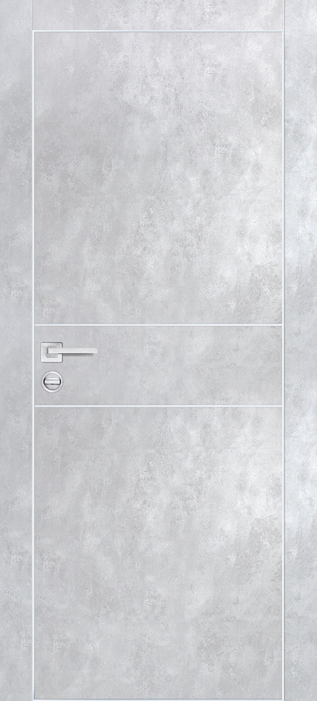Двери ЭКОШПОН, ПВХ PROFILO PORTE PX-15 AL кромка с 4-х ст. глухое с молдингом Серый бетон размер 200 х 60 см. артикул F0000096356