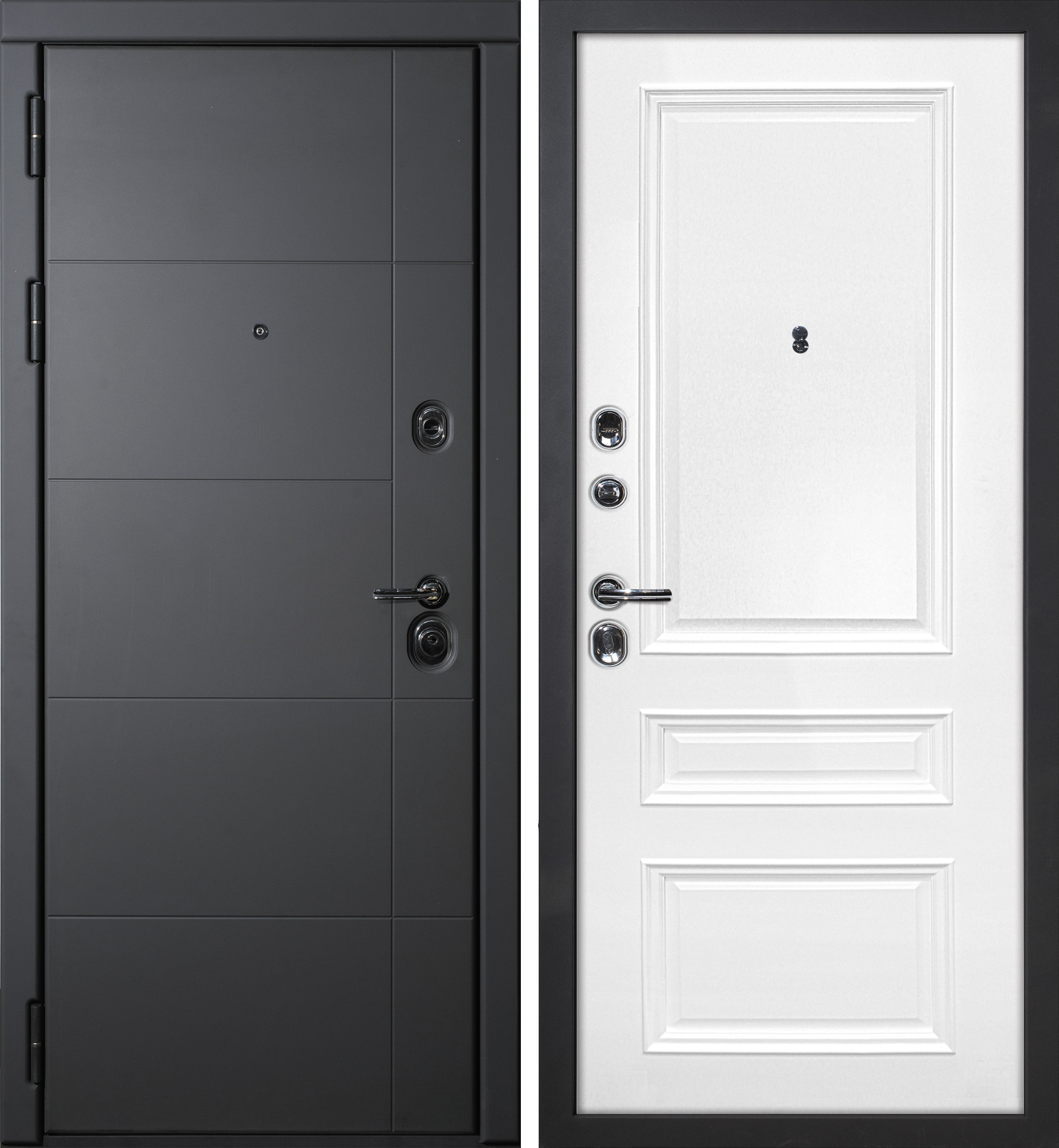 Дверь Э-1 / Смальта-06 Серый софт / Белый ral 9003