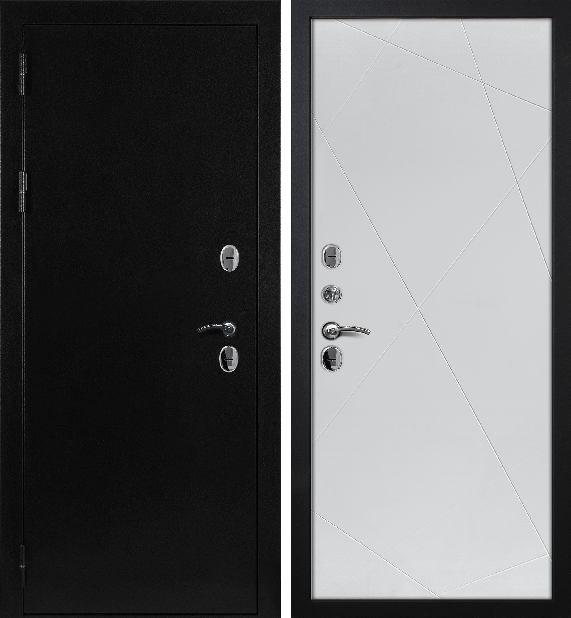 Дверь Термо-1/ 8ТФЛ-103 Черное серебро / Белоснежная шагрень