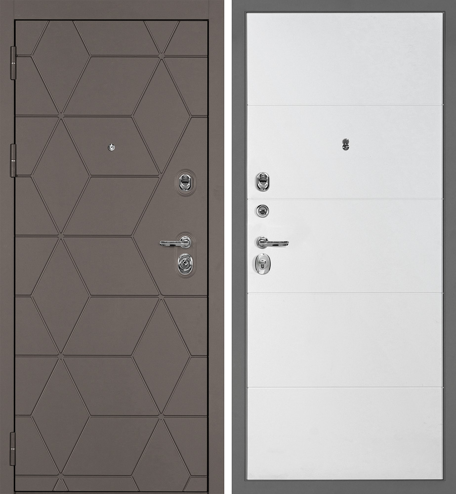 Дверь Тетра-181/PR-35 Коричнево-серый / Белый