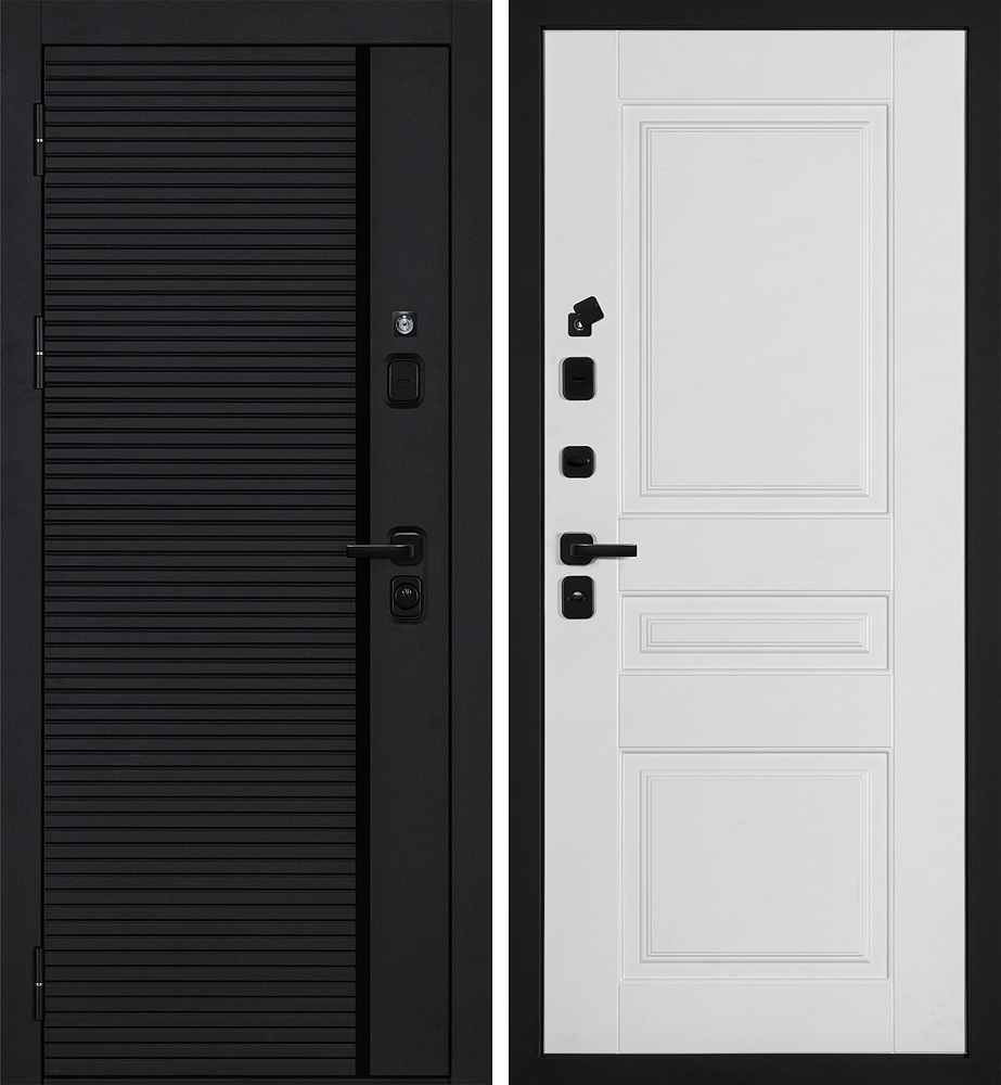 Дверь Галактика-173/PR- 150 Черный мягкая шагрень / Белый