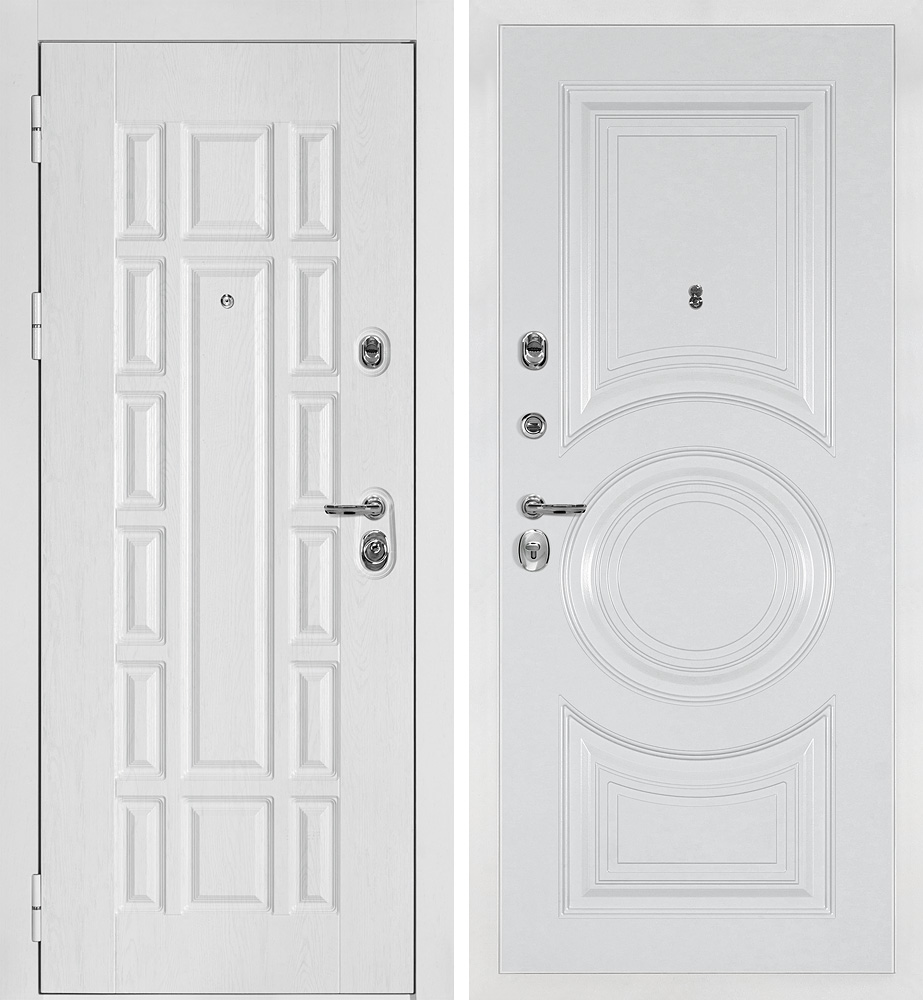 Дверь Квадро-124/PR- 177 Белый дуб фактурный / Белый