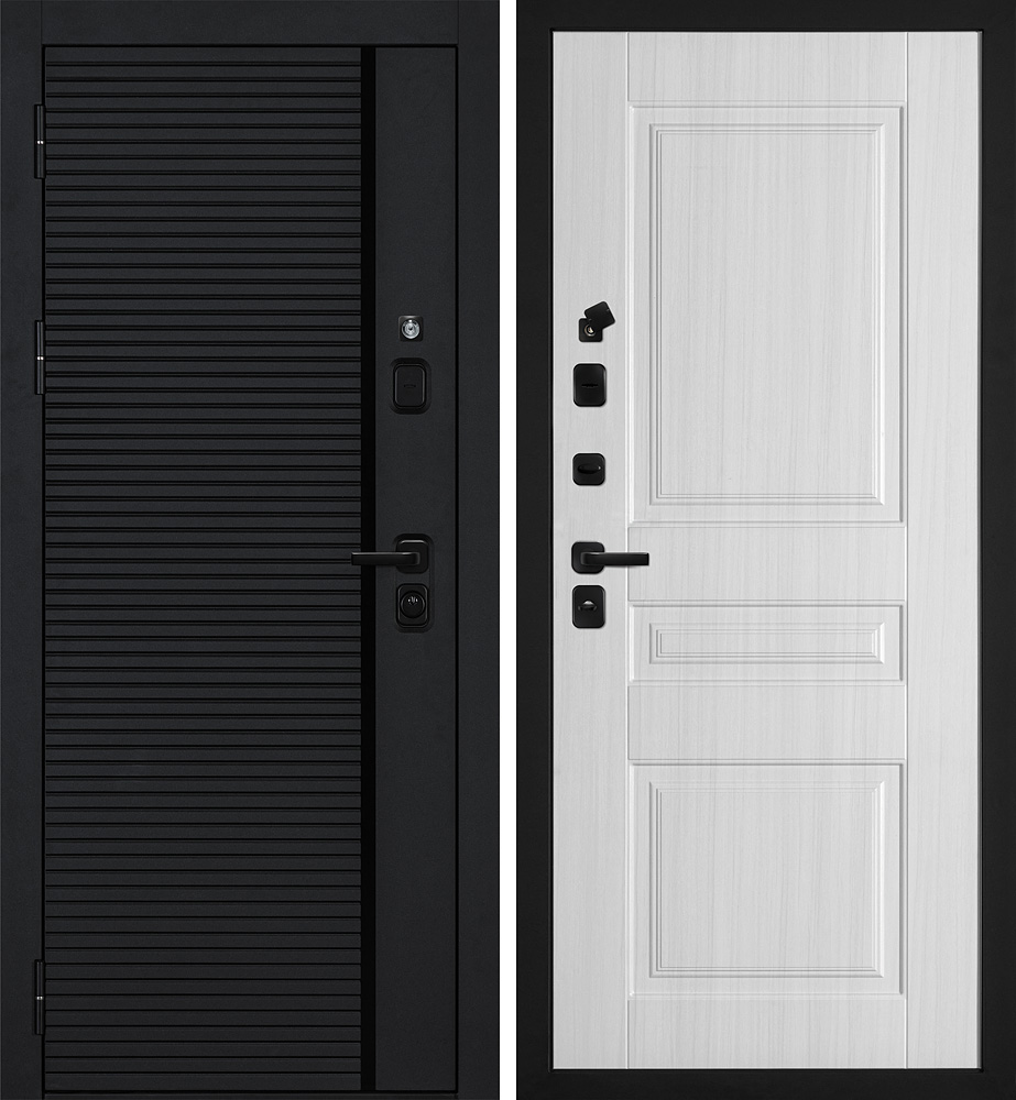 Дверь Галактика-173/PR- 150 Черный мягкая шагрень / Сандал белый