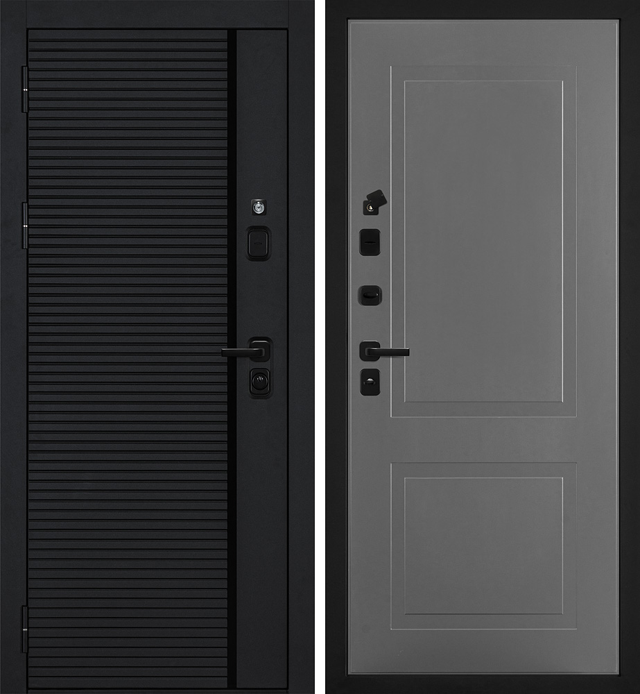 Дверь Галактика-173/PR- 167 Черный мягкая шагрень / Серый